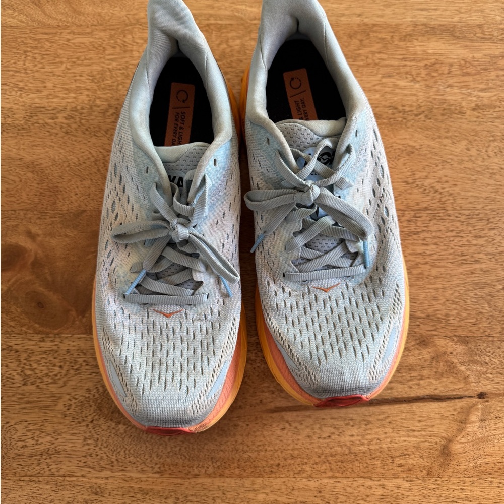 Hoka Athletic Shoes in Gray and Orange